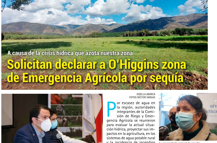 Solicitan declarar a O’Higgins zona de Emergencia Agrícola por sequía